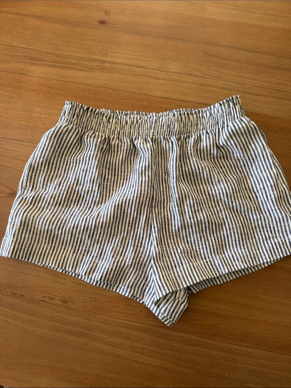 Reformation Blue & White High-Waist Striped Shorts